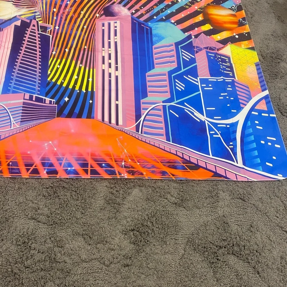 Vibrant Cityscape Tapestry in Multicolor